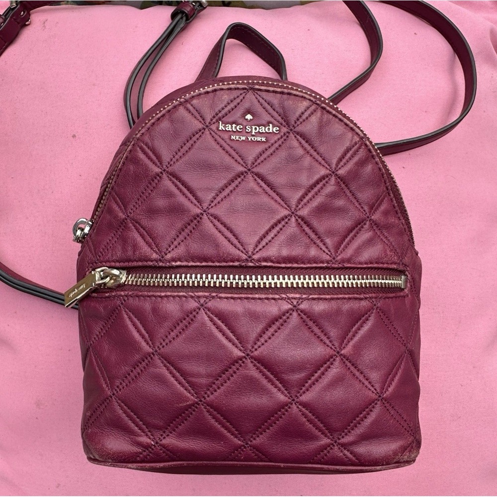 Kate Spade Natalia Mini Convertible Backpack – Cherrywood Quilted‎ Leather